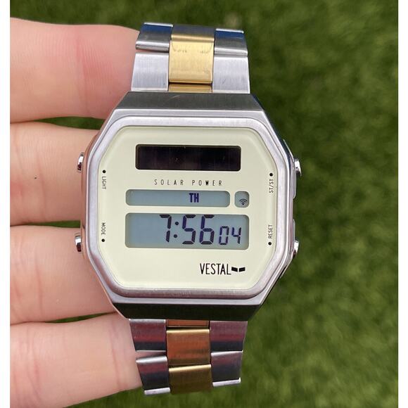 Vestal Solar Syncretic watch Two Tone Runs Great Chronograph - Picture 3 of 11